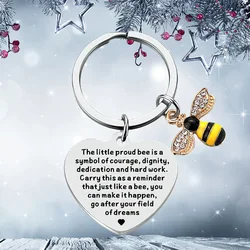 New Heart Teachers Day Gift Keychain Pendant  Insect Enamel Bee Key Chain Keyring Teacher Appreciation Gifts