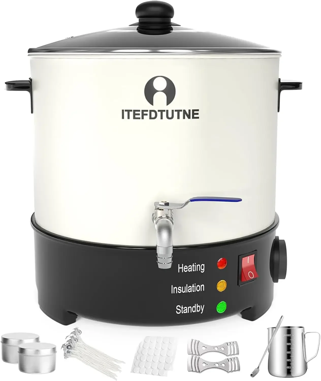 Topielacz do wosku do produkcji świec, bardzo duży elektryczny garnek do topienia wosku 10Qts/20Lbs do biznesu świec, bez zatkanego i prostego czyszczenia,