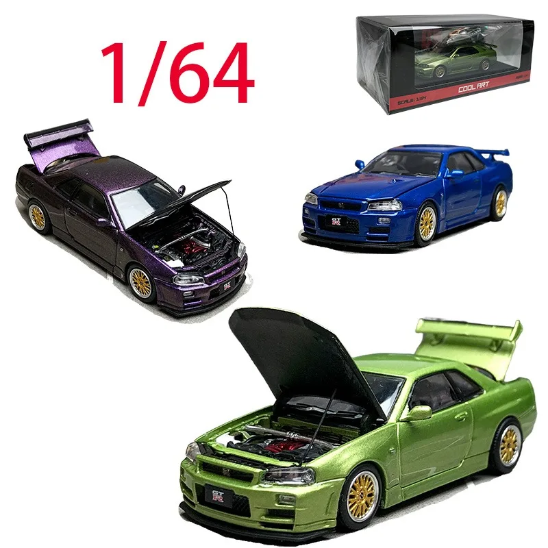 

CA Diecast 1/64 Scale Nissan Alloy Car Model Nissan GTR R34 Play Vehicles Toys for Boys Original Box Collection Decoration Item