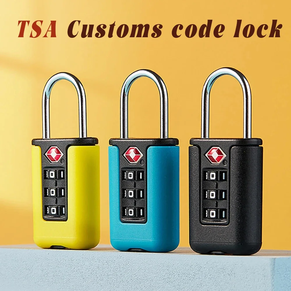 24 Nieuwe Tsa Douane Code Lock Voor Reisbagage Wachtwoord Verwisselbaar Zwart Slot Contrast Ontwerp Hangslot 3 Cijferige Combinatie Slot