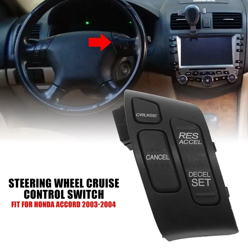 1 PCS Car Steering Wheel Cruise Control Switch Assembly Black Plastic For Honda Accord 2003-2004 6770-SDA-A01 36770SDAA01