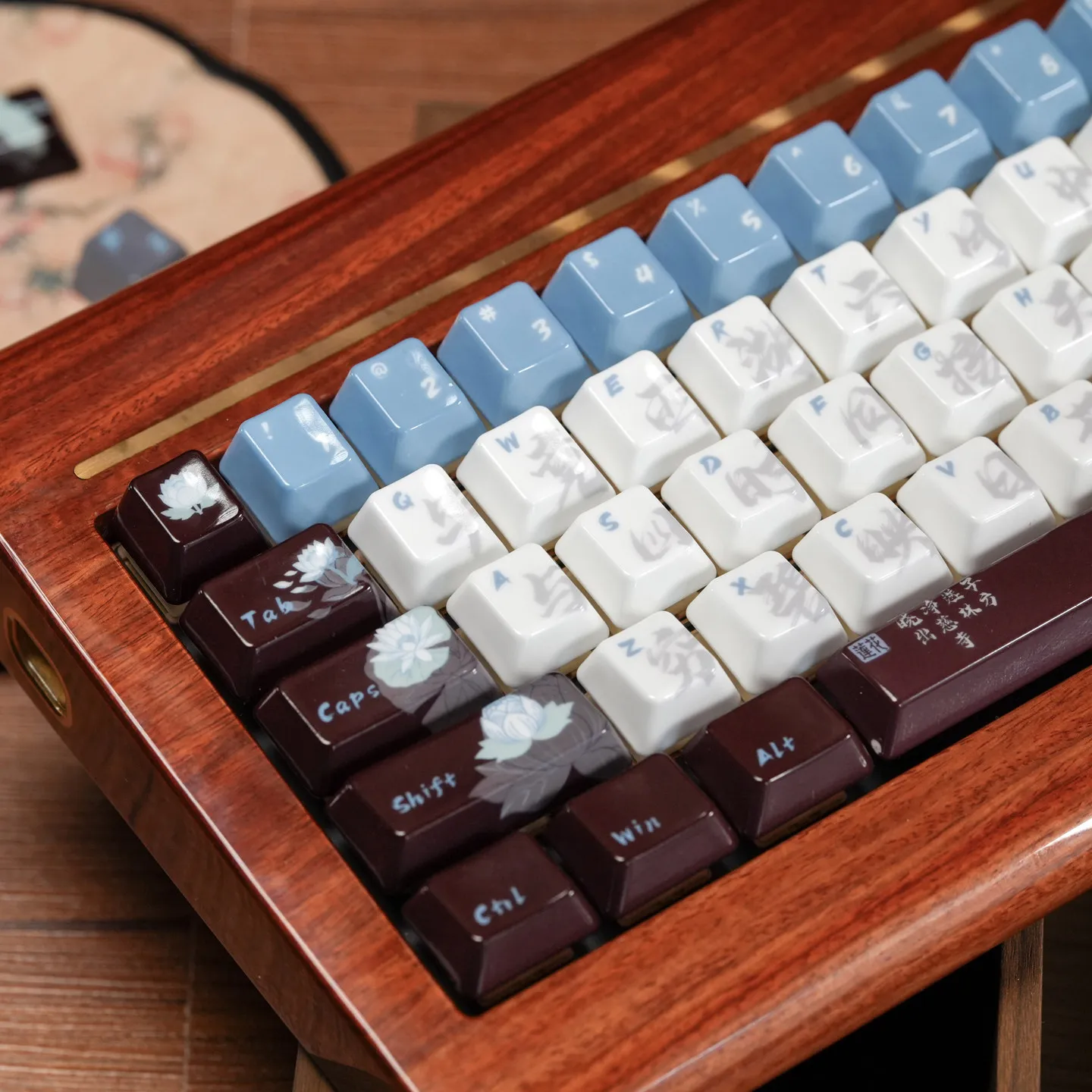 URE*Xvx Lotus Keycaps 120 keys Ceramics ancient style poetry Dye-Sublimation Cherry Profile Keycaps For MX Mechanical Keyboard