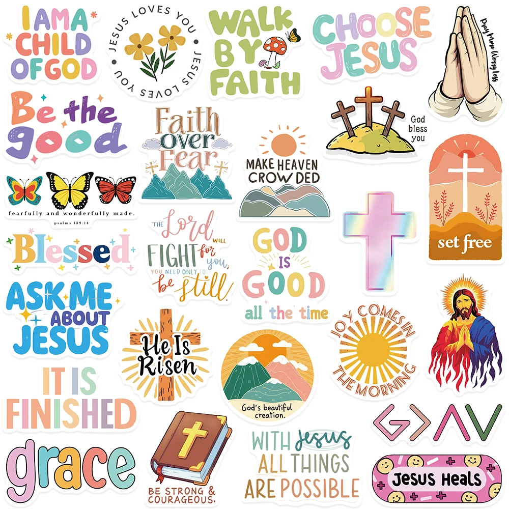 52pcs Bible Verses Stickers Decals For Phone Scrapbook Luggage Helmet Guitar DIY Aesthetic Waterproof Stickers Kids Toys Gifts