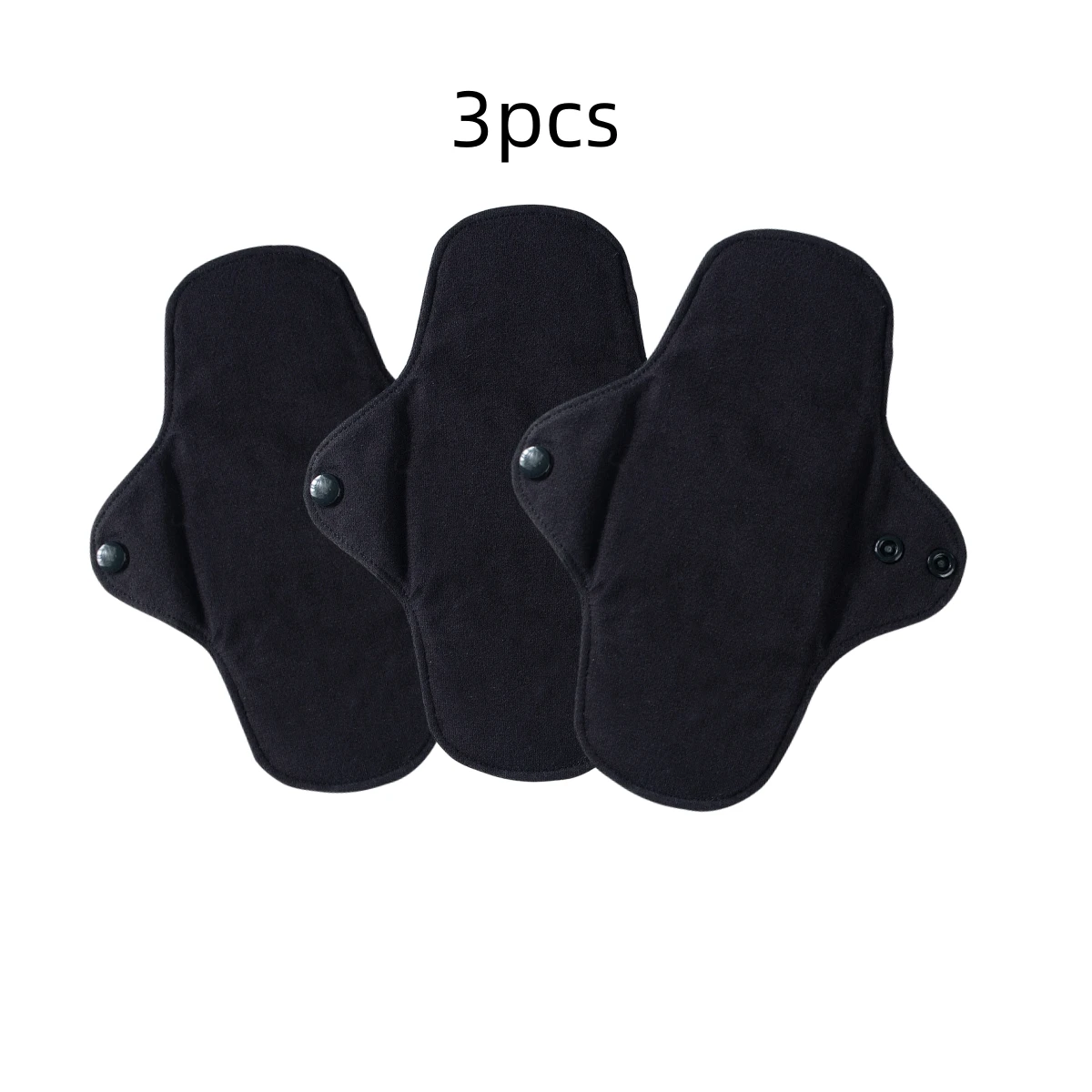 3Pcs Black Cotton Reusable Menstrual Pads Set