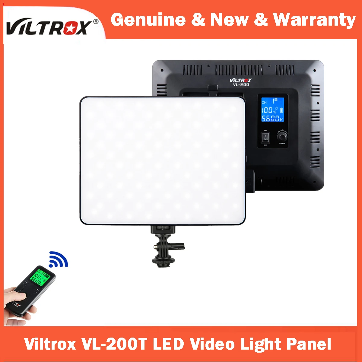 Viltrox VL-200T 30W LED Video Light Panel Lighting Wireless Remote Slim Bi-Color Dimmable Lamp for Photo Shooting Studio YouTube