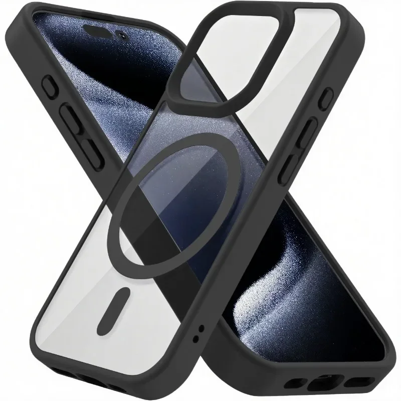 Anti-Yellowing Ultra Thin Magnetic Phone Case for iPhone 17 11 14 15 16 17 Pro Max 12 13 Mini Shockproof Hard PC Magsafe Cover