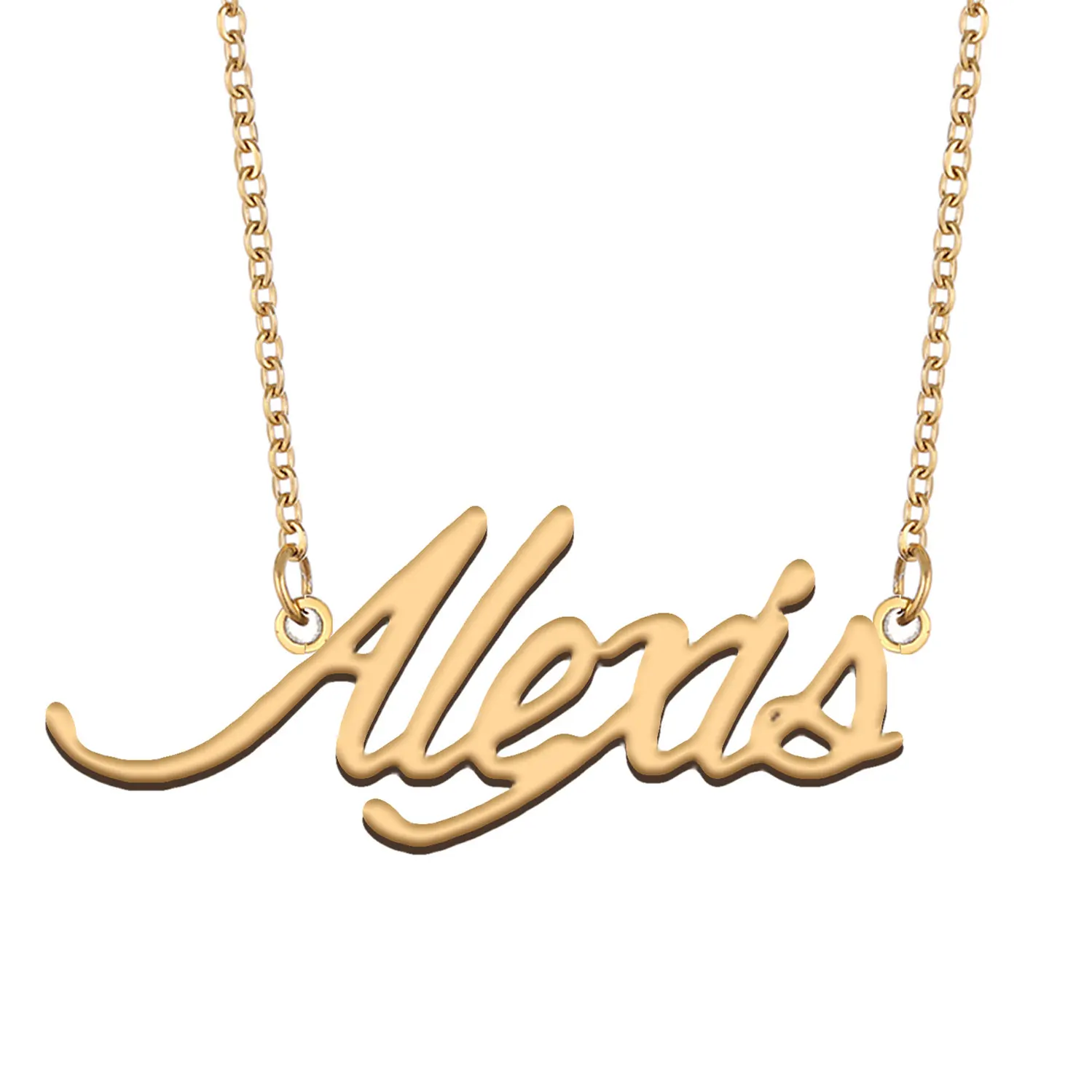 Alexis Name Necklaces for Women Jewelry Stainless Steel Gold Color Nameplate Pendant Letters Charms Chokers for Her Party Gift