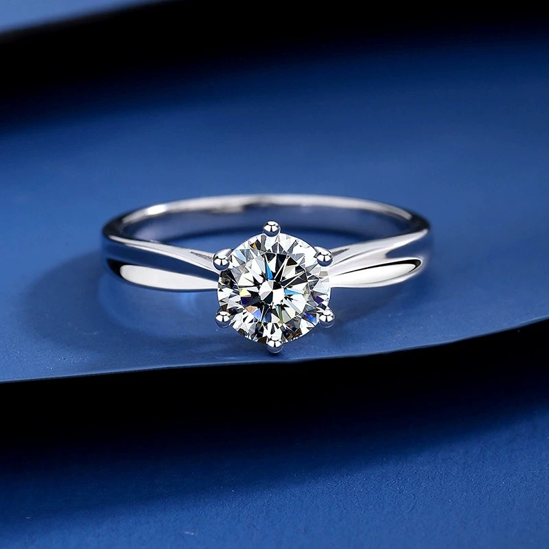 

S925 Silver Moissanite Six Claw Twisted Moissanite Ring 1 Carat Engagement Moissanite Diamond Ring