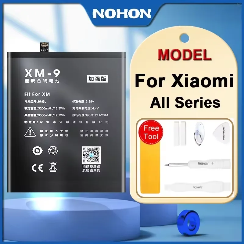 NOHON-Batterie pour Xiaomi Mi 10, K20 pro, MI 5, 9, 11, Note 7 Pro Max 2, BM36, BM3E, BM55, BM4H, BM4Y, BM4R, 40, BM3L, BM4X, BN4A, BM50, BM22