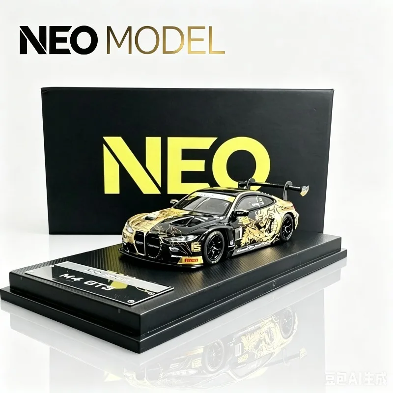 NEO MODEL1:64  BMW M4 GT3 Golden Dragon Racing Coating Alloy Car Model Static Ornament, Adult Collectibles, Festival Gifts.
