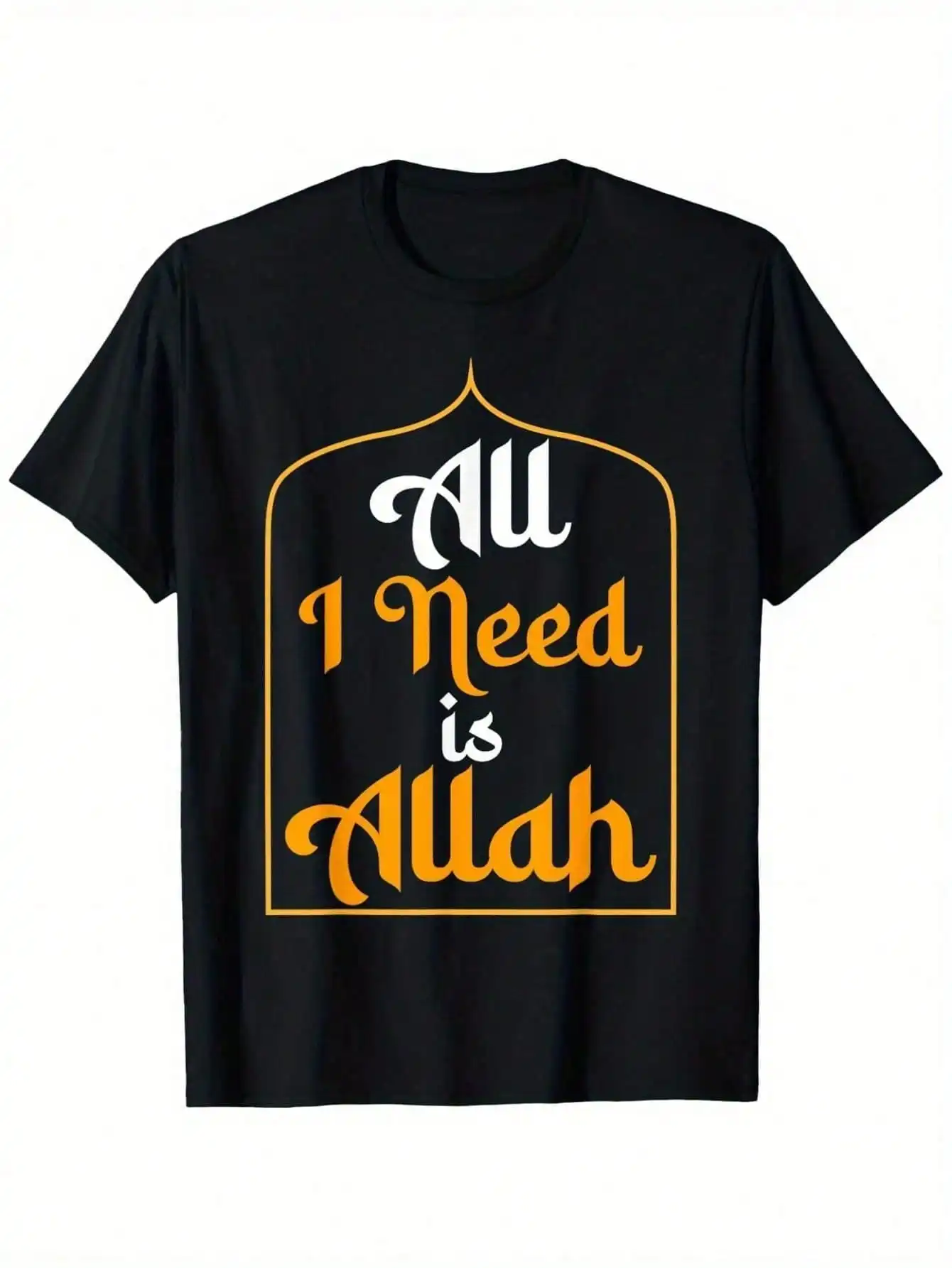 

[Bold Design] Men's Allah Inspirational Islamic Design T-Shirt, 100% Crew Neck Short Sleeve Top, Perfect Gift for Men, Muslim
