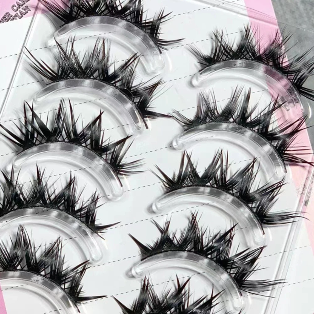 ขนตาปลอมแฟชั่นสไตล์ร็อค 5 คู่ แบบการ์ตูน หนา งอน ดูเป็นธรรมชาติ ขนตาปลอมแบบชิ้นเดียว รุ่นฟ็อกซ์ ซีรีส์ โอบลิค ฟลายอิ้ง