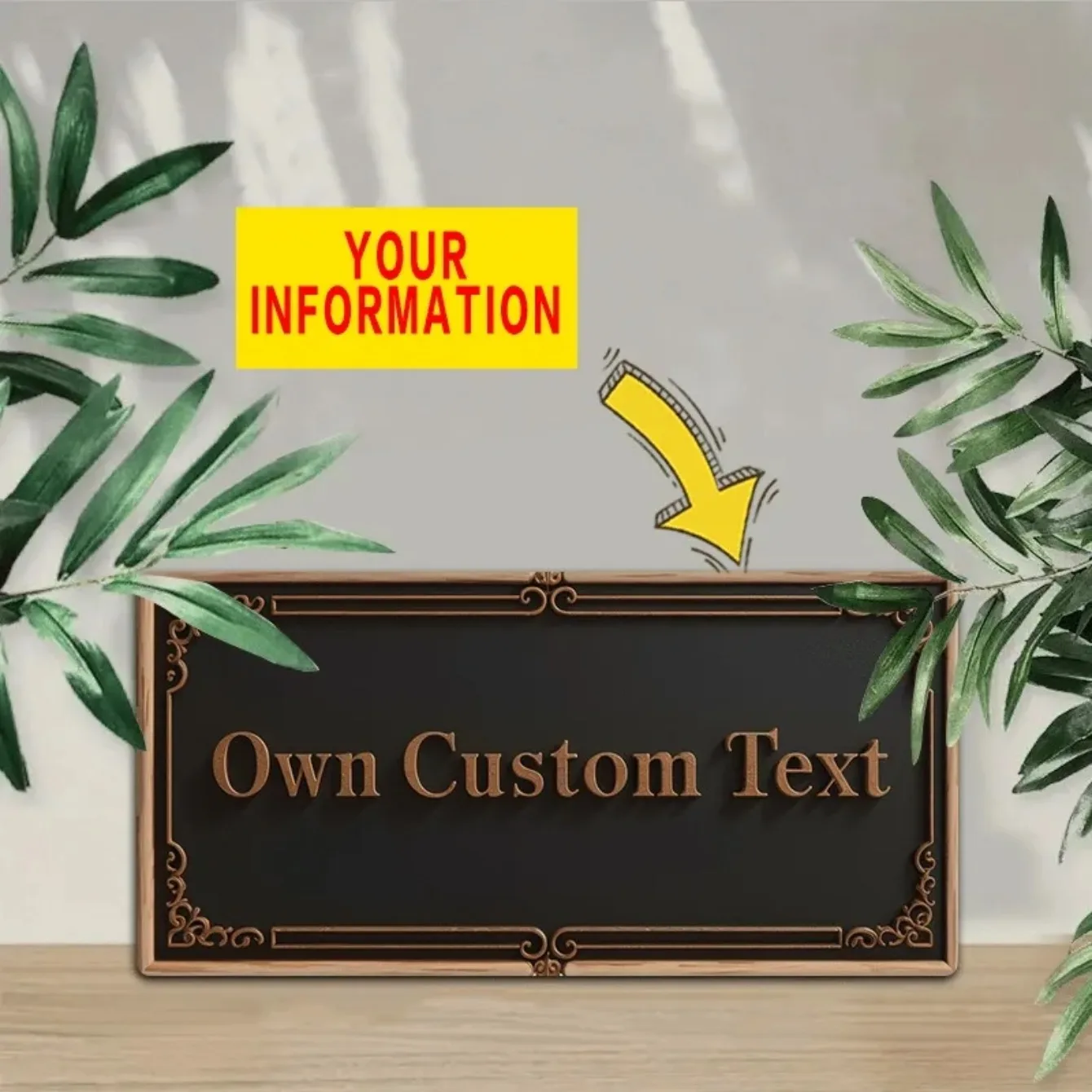 لافتة معدنية معاصرة من الألومنيوم - لوحة اسم مخصصة ونص مخصص وديكور عالمي للعطلات ولا حاجة للكهرباء.