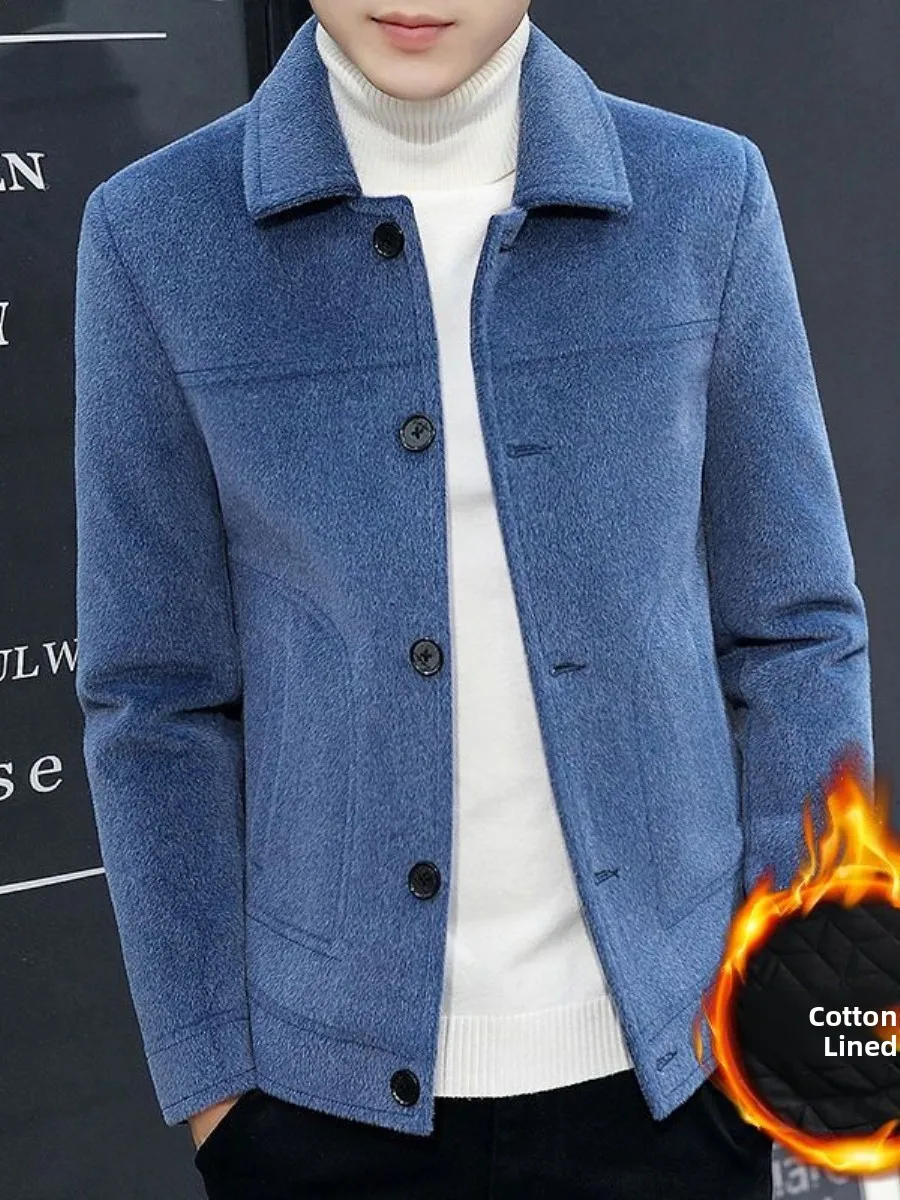 

Men's ort Woolen Jaet Korean Sle Windbreaker Upper Body Fake Men's Jaet Warmth And Cold Resistance Faion Urban