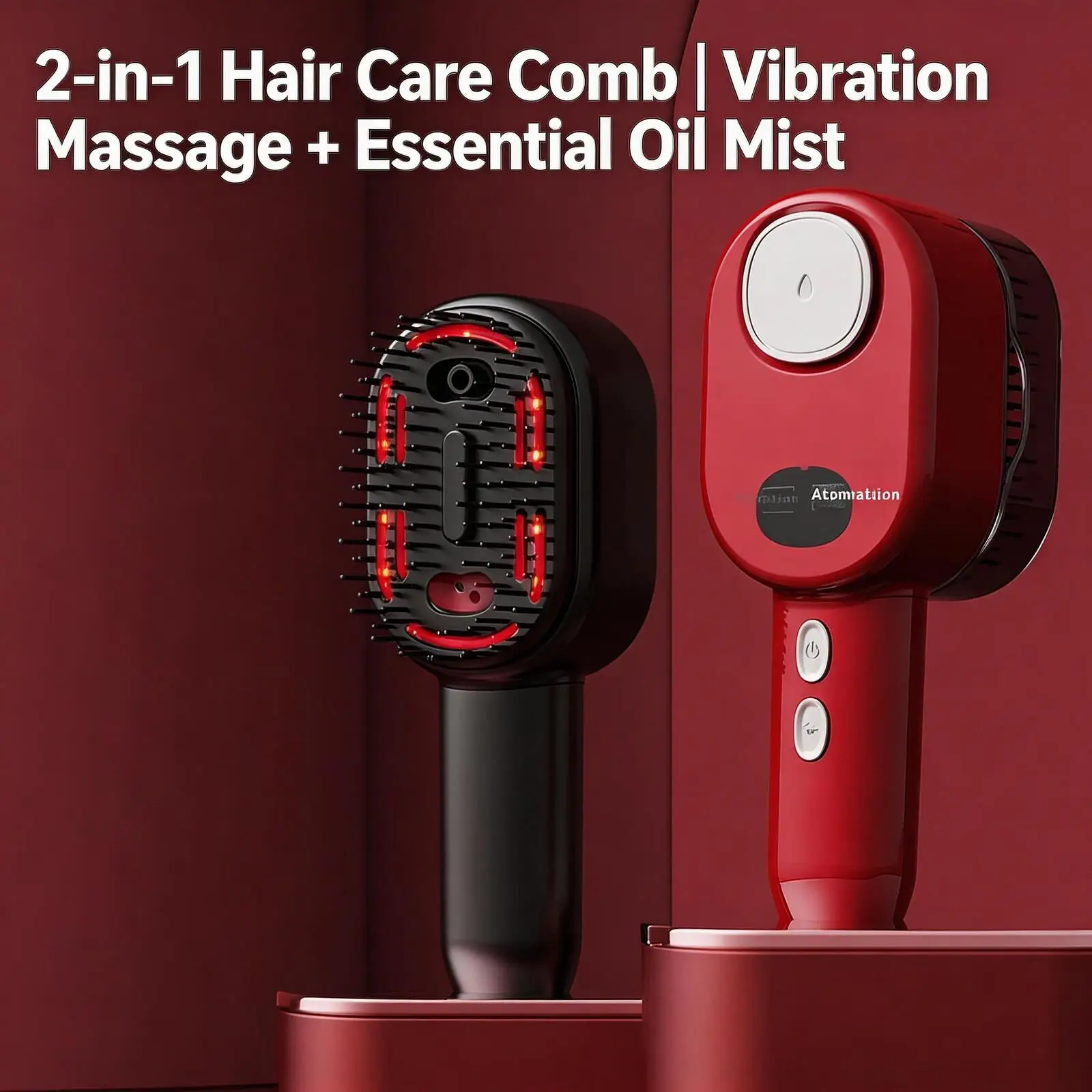 JianYouCare Scalp Massager Comb Two-Speed Vibration Massage Red Light Hair Protection Vibration Head Massage Anti-Hair Loss Care