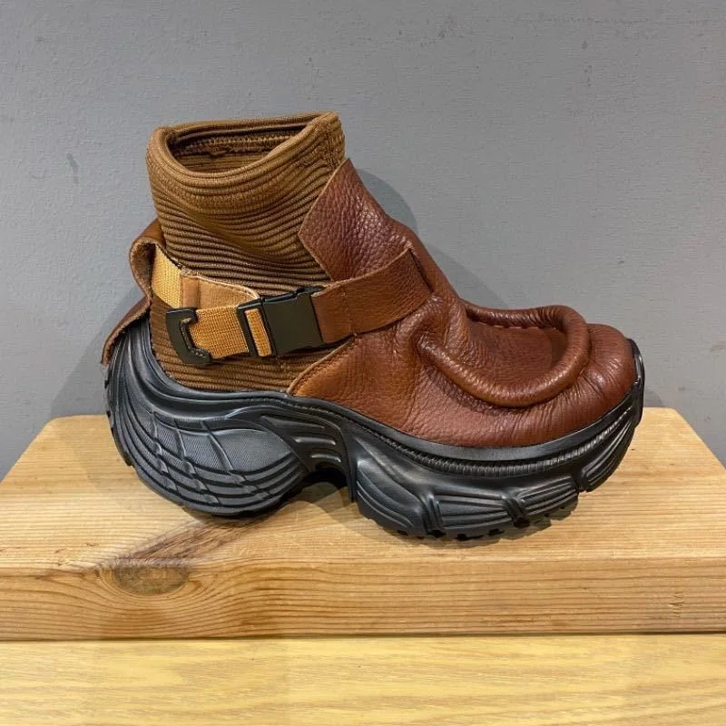 

Мужские ботинки Briti Sle High Top Thi Bot Motorcycle Leather oes Молодежный тренд Зимняя износостойкая резиновая подошва