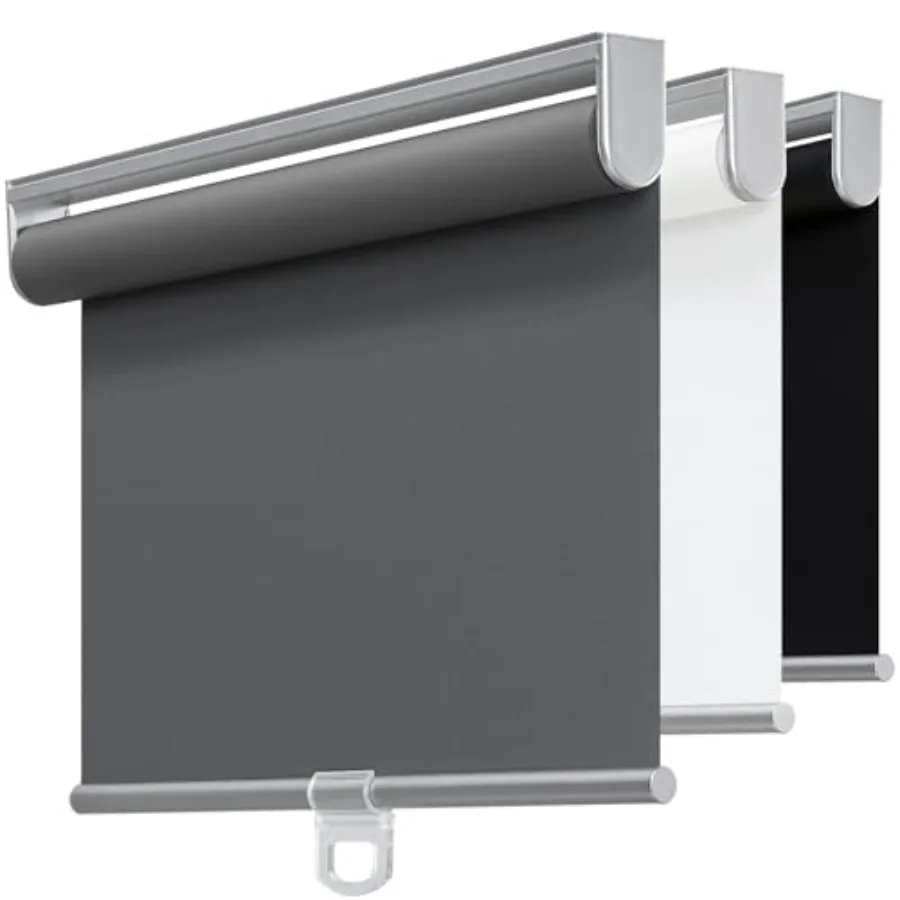 

Cordless 100% out Roller Shades for Windows, UV Protection Pull Down Shades, Room Darkening Door Blinds Thermal Insulated Fabri
