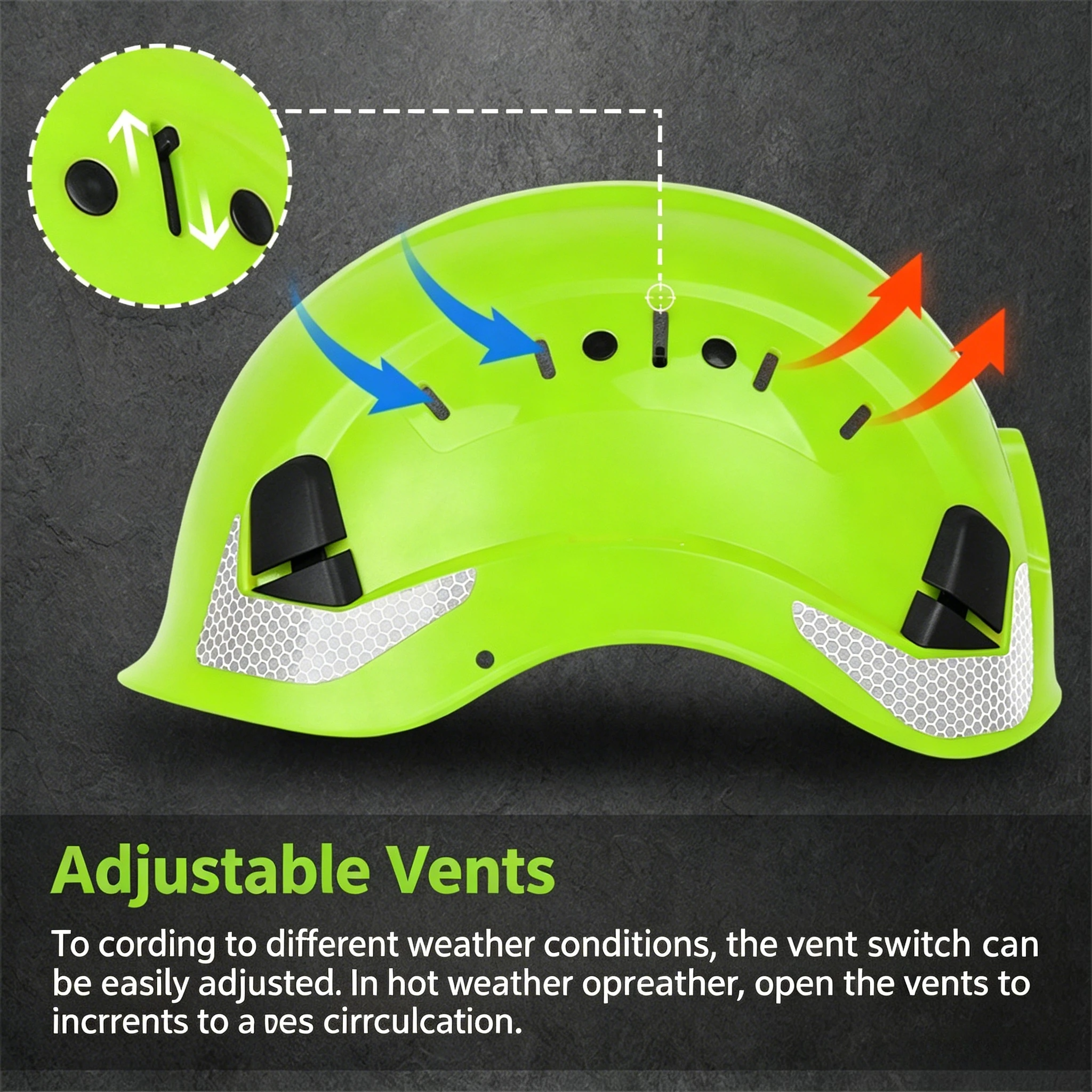 CE Safety Helmet  Reflective Stickers Adjustable Breathable Holes Construction Work Hat Climbing ABS Hard Hat