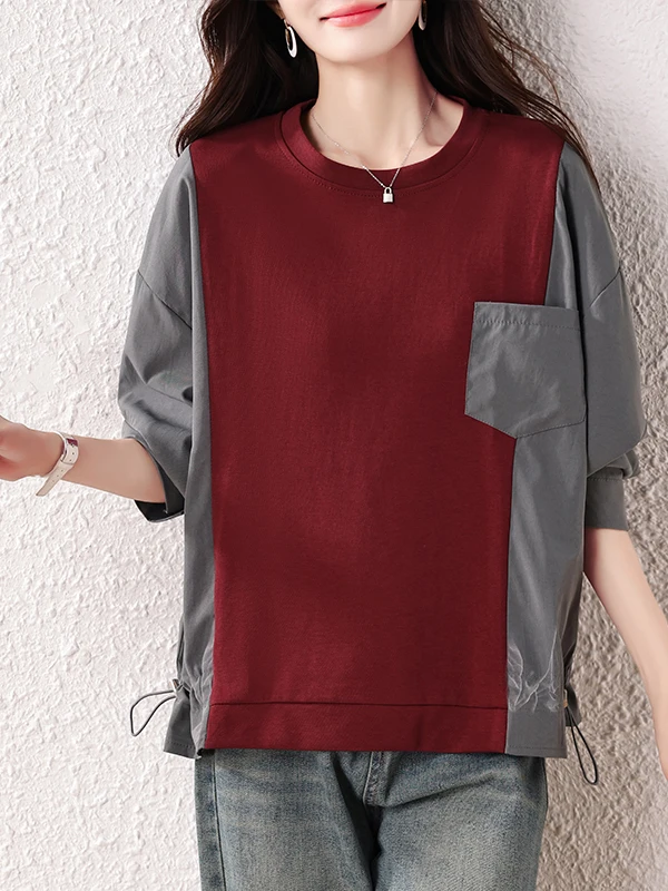 Suda Hoada con Bloques de Color a la Moda, Estilo Otoño 2025, Nueva, Simple, E, Versátil y Estilizadora de Meime...