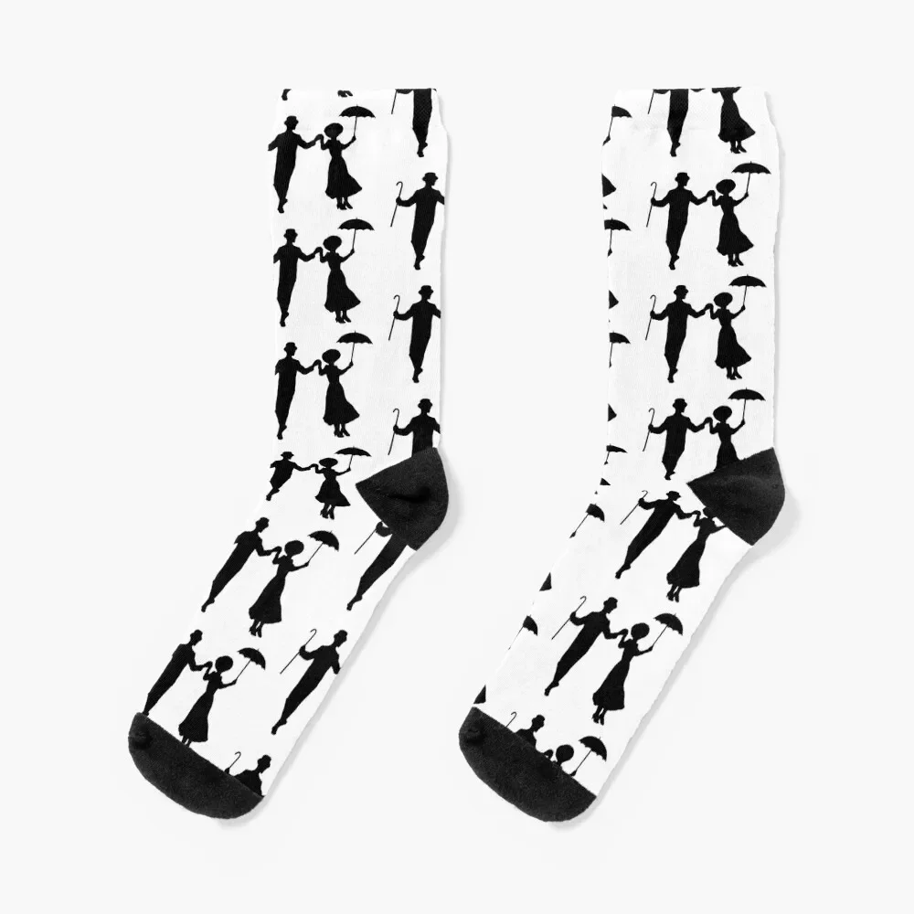 

Mary Poppins and Bert Dancing Silhouette (Jolly Holiday) Socks cool custom sports soccer anti-slip anime Socks Men Women's