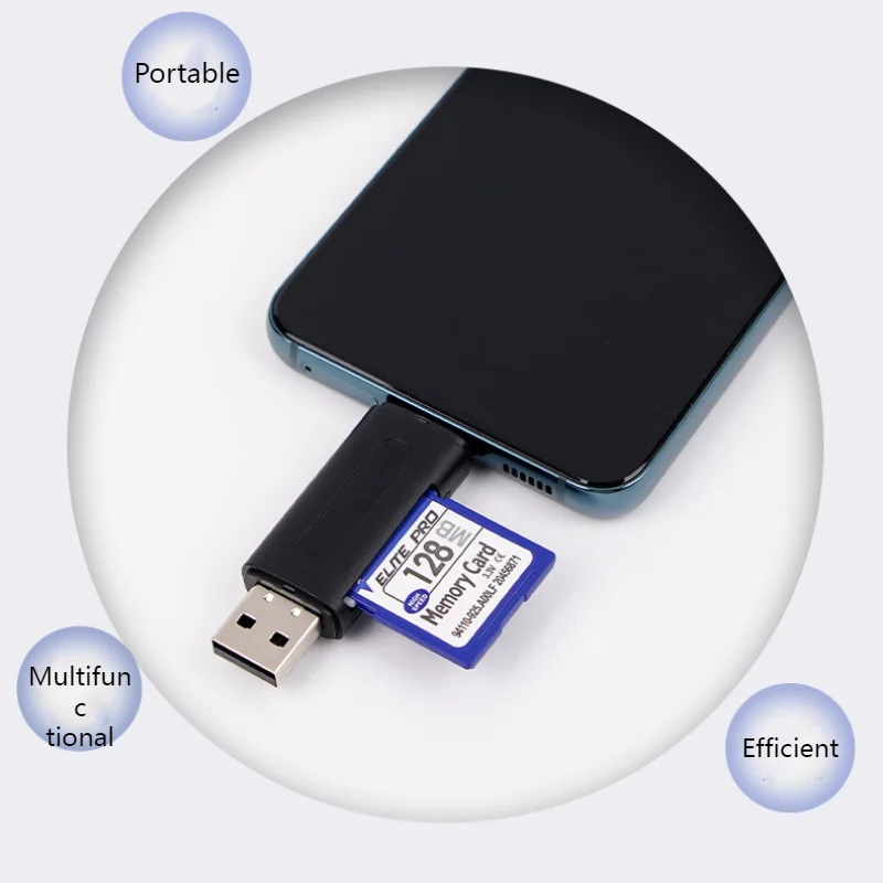 TF + SD 2 في 1 قارئ بطاقات OTG Type-c قارئ بطاقات كاميرا السيارة متعدد الوظائف للهواتف المحمولة وأجهزة الكمبيوتر #4