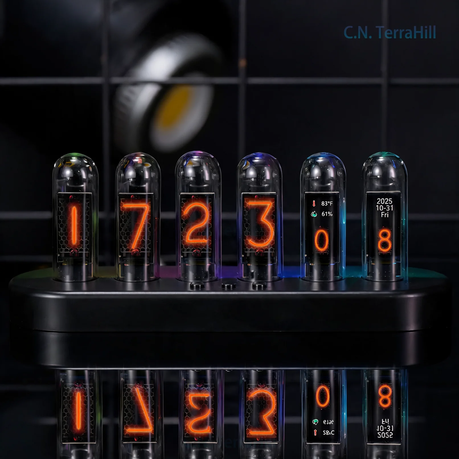 Nixie Tube Clock, Color Screen Temperature Humidity Desktop Smart Alarm Clock