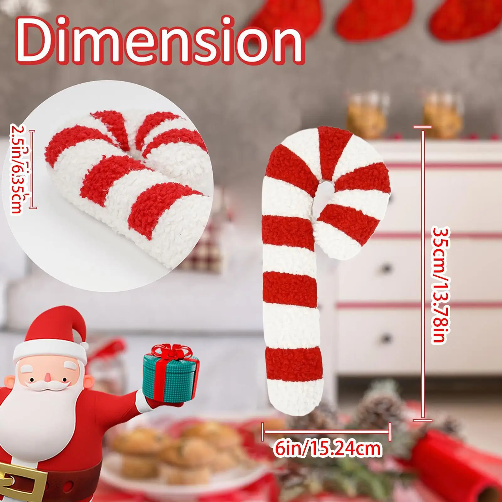 

Candy Cane Pillow Holiday Cushion Pillow Decorative Christmas Cushion for Study Living Room Bedroom Office Bed Sofa