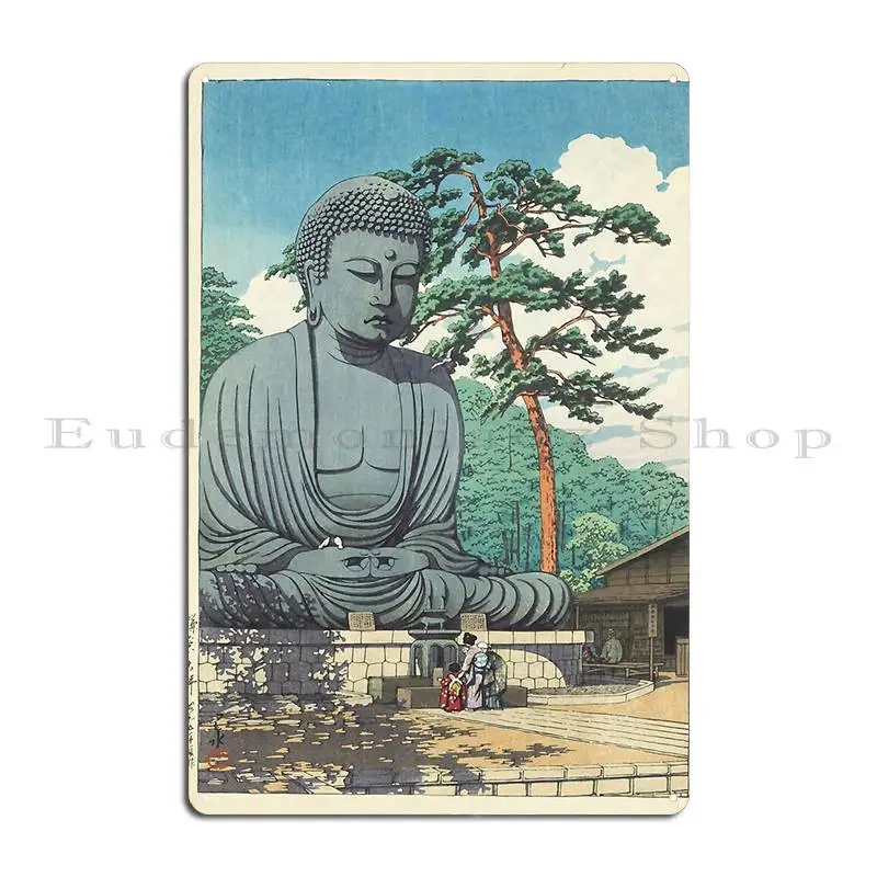 Great Buddha At Kamakura 1930 Kawase Hasui Artwork Metal Plaque Poster Customize Pub Living Room Wall Mural Tin Sign Poster