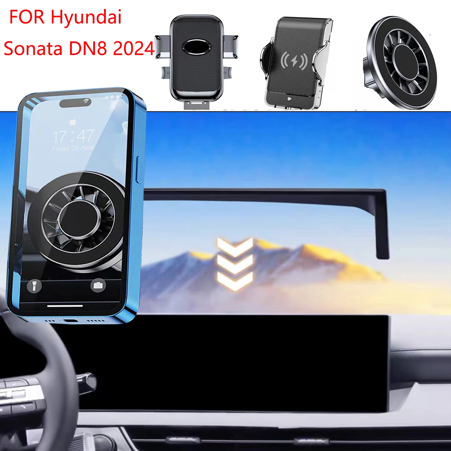 

For 2024 Hyundai Sonata Magnetic Car Phone Holder 12.3inch GPS Screen Fixed Fast Wireless Charging Mobile Phone Mount