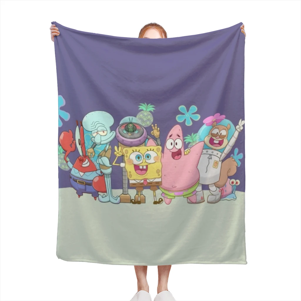 SpongeBob Blanket Sofa Bedroom Bed Home Office Nap Blanket Car Travel Picnic Blankets Gift