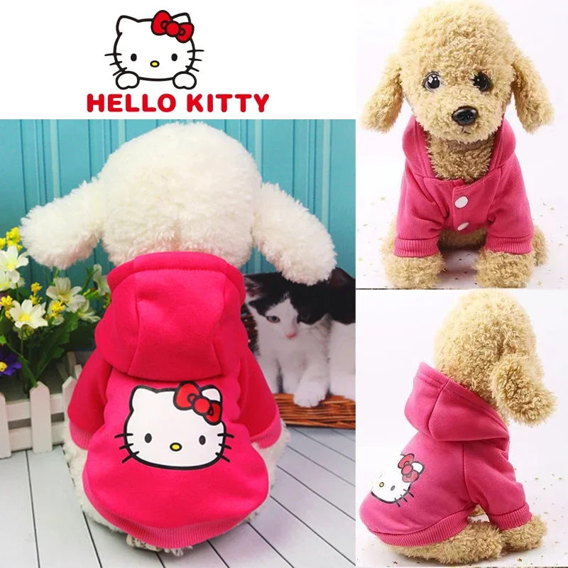 Sanrio Hello Kitty Dog Clothes Coat Cartoon Anime Pet Jacket Hoodie Cute Sweatshirt Hooded Autumn Winter Soft Warm Clothing Gift