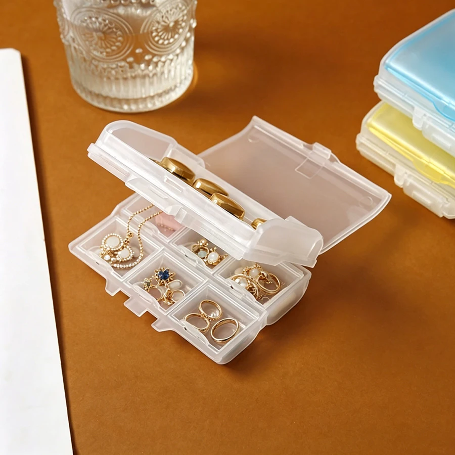 Portable double-layer 7-compartment jewelry storage box - Seven-day portable sealed moisture-proof compartmentalized jewelry sto