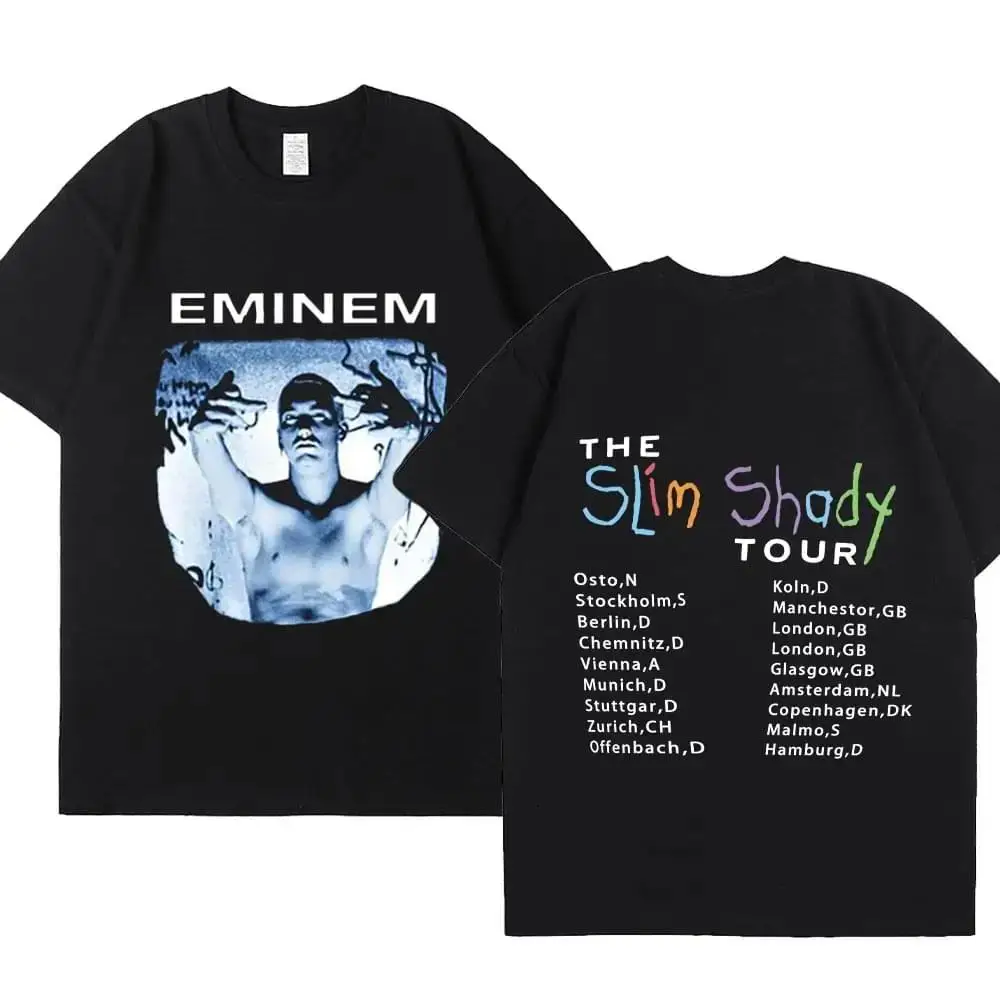 Eminem wydruk graficzny T Shirt hiphopowy sweter Rock T Shirt z krótkim rękawem moda na co dzień wycięcie pod szyją Plus rozmiar T Shirt kobiet