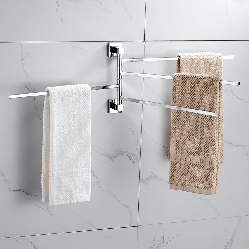 2/4 Swivel Towel Bars Hanger Stainless Steel Rotatable Bathrobe Towel Rack Holder Wall Mounted Bathroom Hardware
