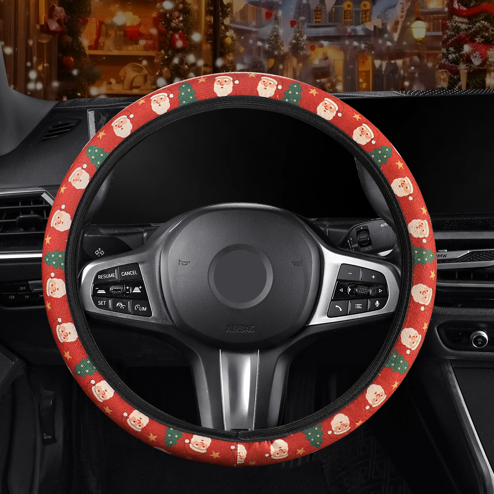 

Christmas Limited Edition Car Steering Wheel Cover No Inner Ring Universal Fit Most Cars Wear-Resistant Non-Slip