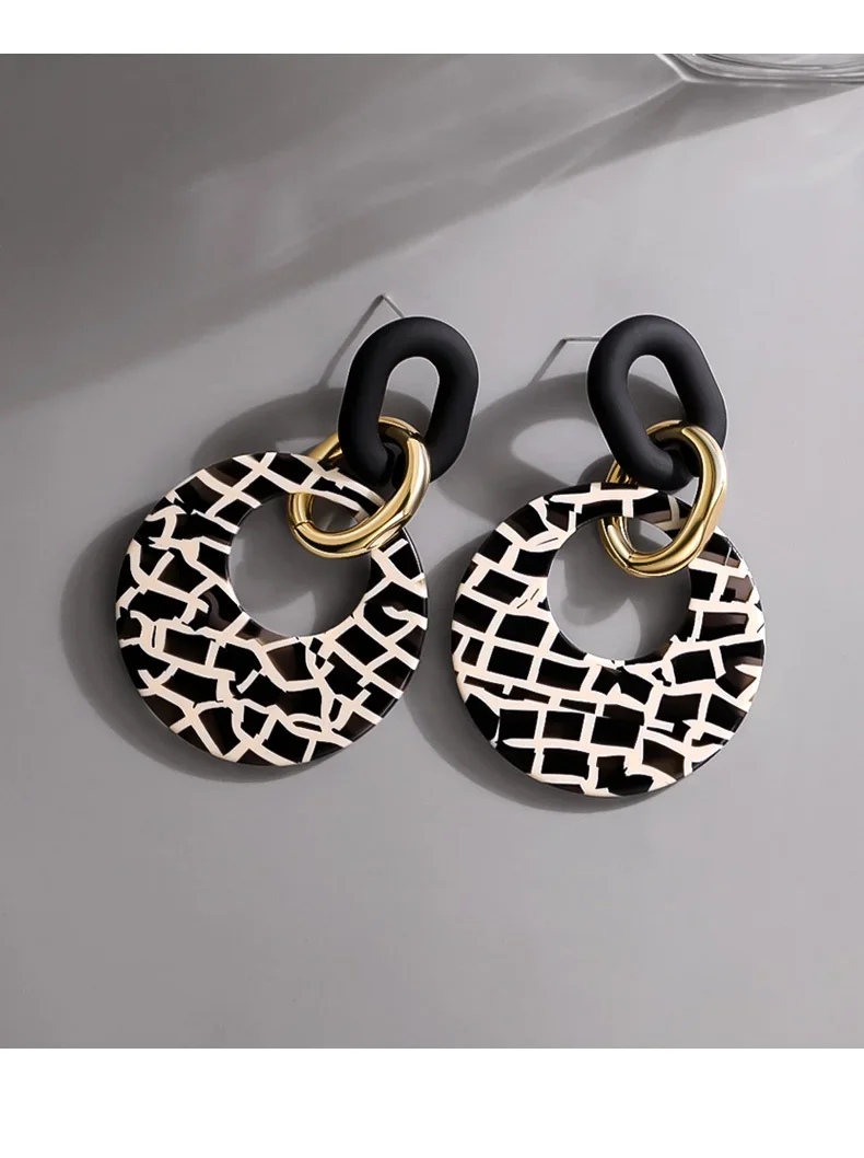 

Atmospheric Circle Fashion Geometric Earrings Round Leopard Retro Earrings