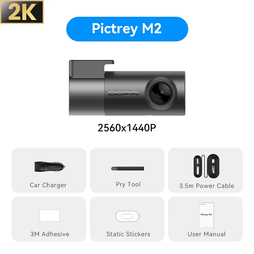 DDPAI M2 2K Dash Cam 330 ° Draaibare auto-DVR met slimme stembediening Nachtzicht Ondersteuning 24 uur parkeermonitor