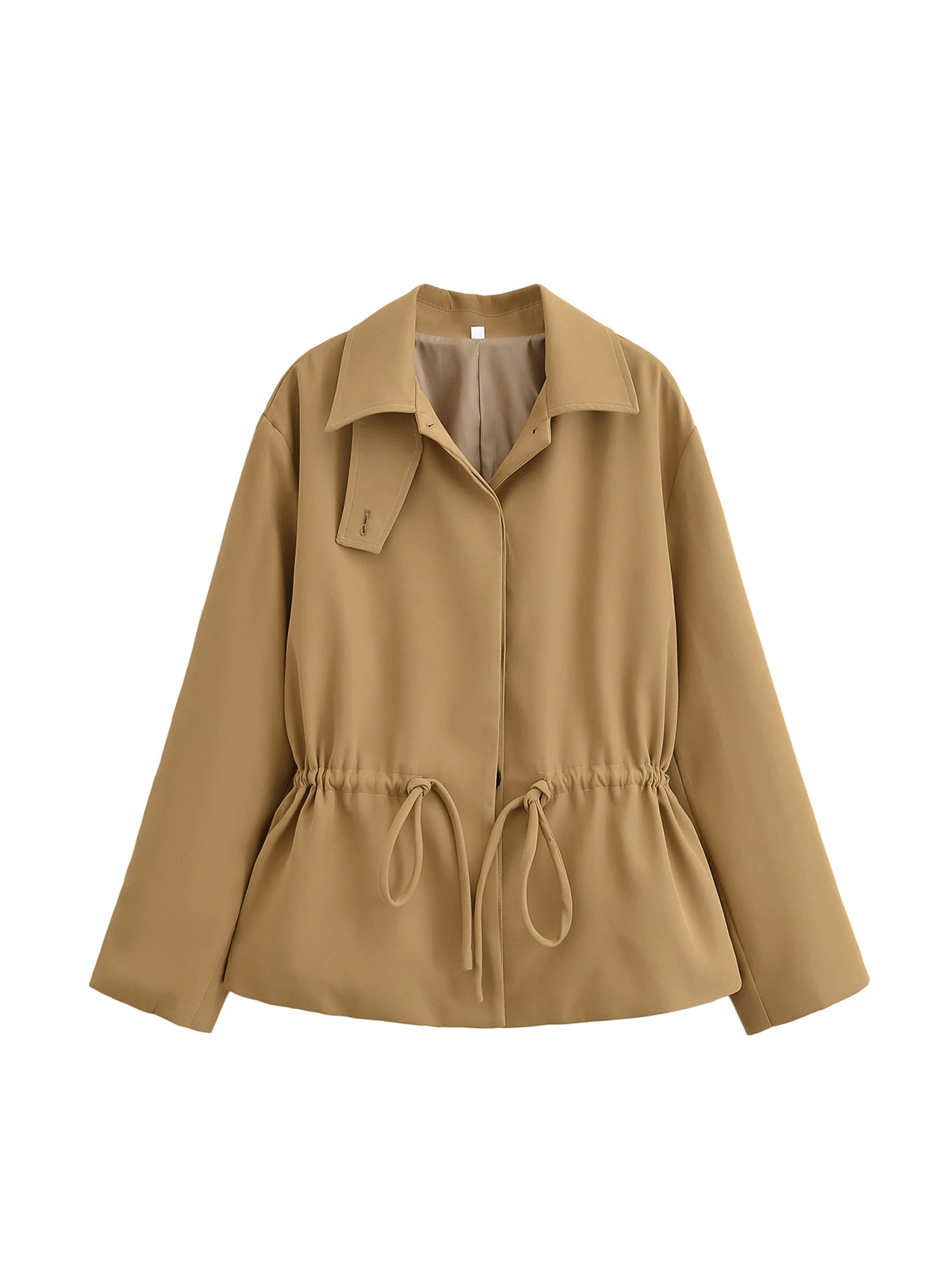 

Women Brown Cropped Windbreaker Jacket Harajuku Long Sleeve Autumn Jacket Coat 2000s Vintage Streetwear Outerwear Autumn Winter