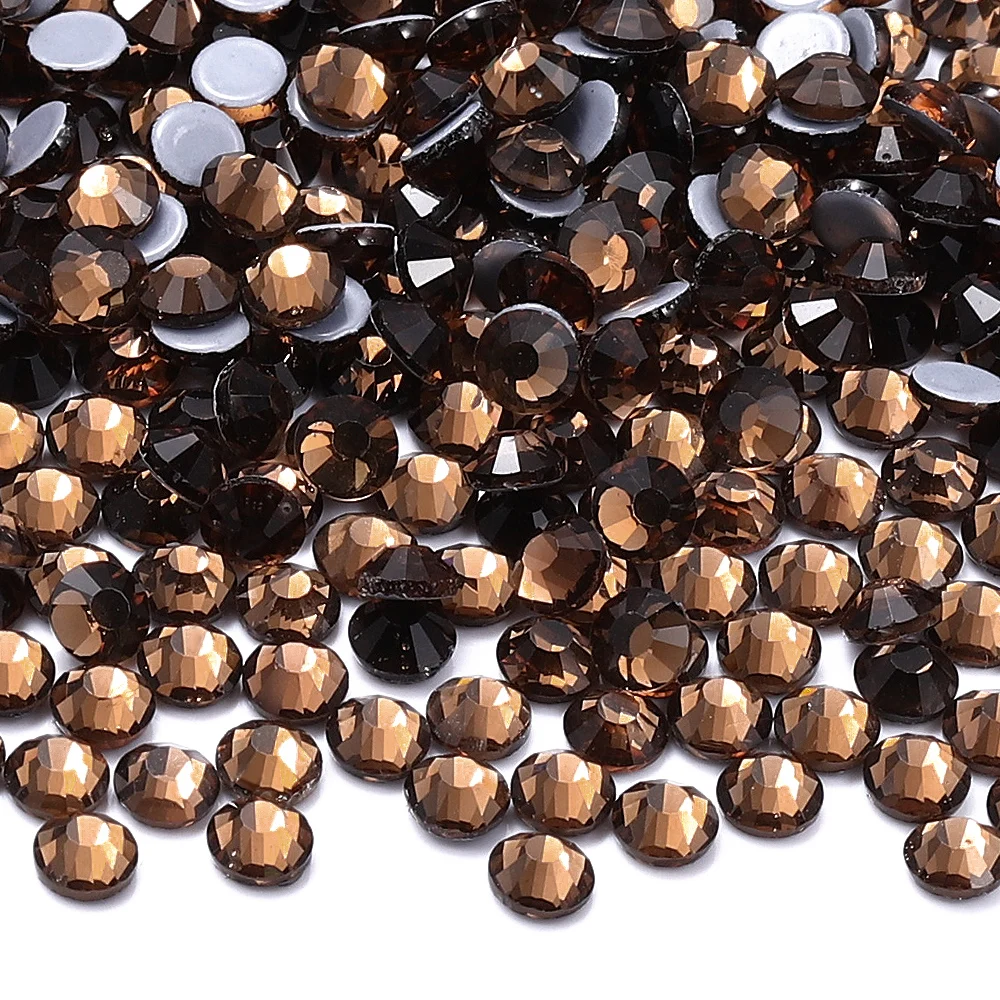 QIIY SS6-SS30 سلسلة صفراء زجاج كريستال أحجار الراين الإصلاح حديد مسطح على الحجارة لفستان الزفاف نسيج الملابس الديكور #4