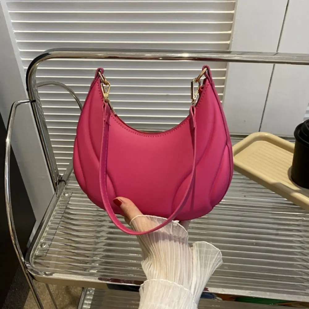 

Сумка для телефона из искусственной кожи в форме полумесяца, повседневная сумка-тоут из искусственной кожи, однотонная сумка во французском стиле для путешествий