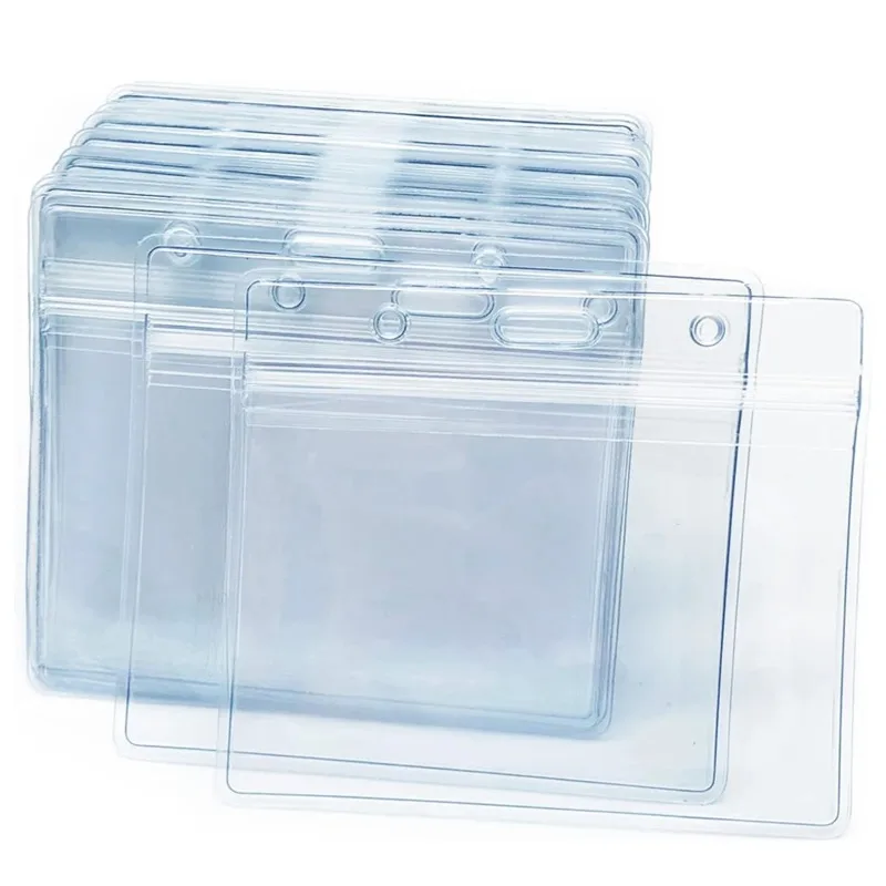 10pcs Transparent horizontal ID card holder, high-quality ID card holder badge, sealed, waterproof, high quality