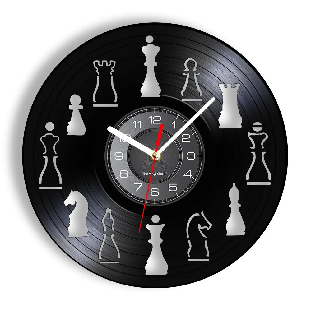 Chess Piece Home Art Decor Chess Club Wall Clock Interior Design Living Room Vinyl Record Wall Clock Chessman Chess Lovers Gift