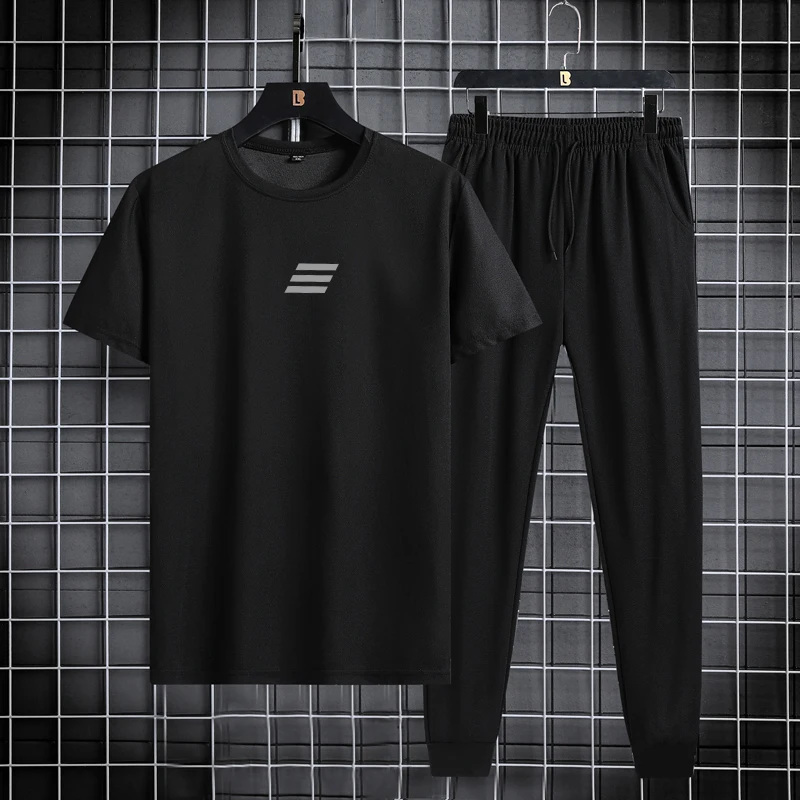 NASA GISS Spring/Summer Set Two Piece Slim Fit Short Sleeve Long Pants Set Casual Fashion Minimalist Youth Sports Set