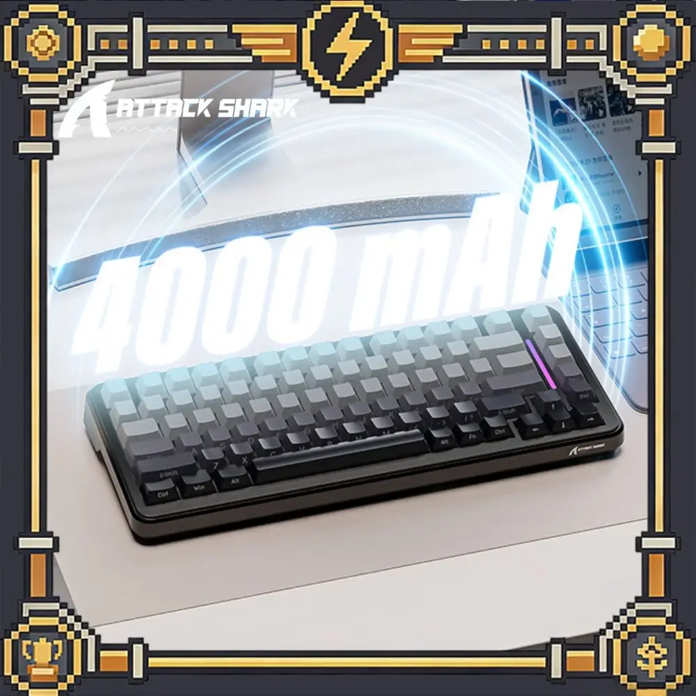 Attack Shark M86 Mechanical Keyboard Tri-Mode Wireless 82 Keys RGB Backlit Hot-Swap Gasket 4000mAh Large Battery Gaming Keyboard