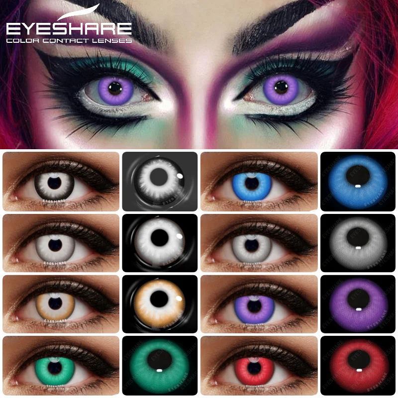 EYESHARE 1 par de lentes de contacto coloridas para Halloween, accesorios de Anime, lentes para ojos de Cosplay, lentes de contacto de colores