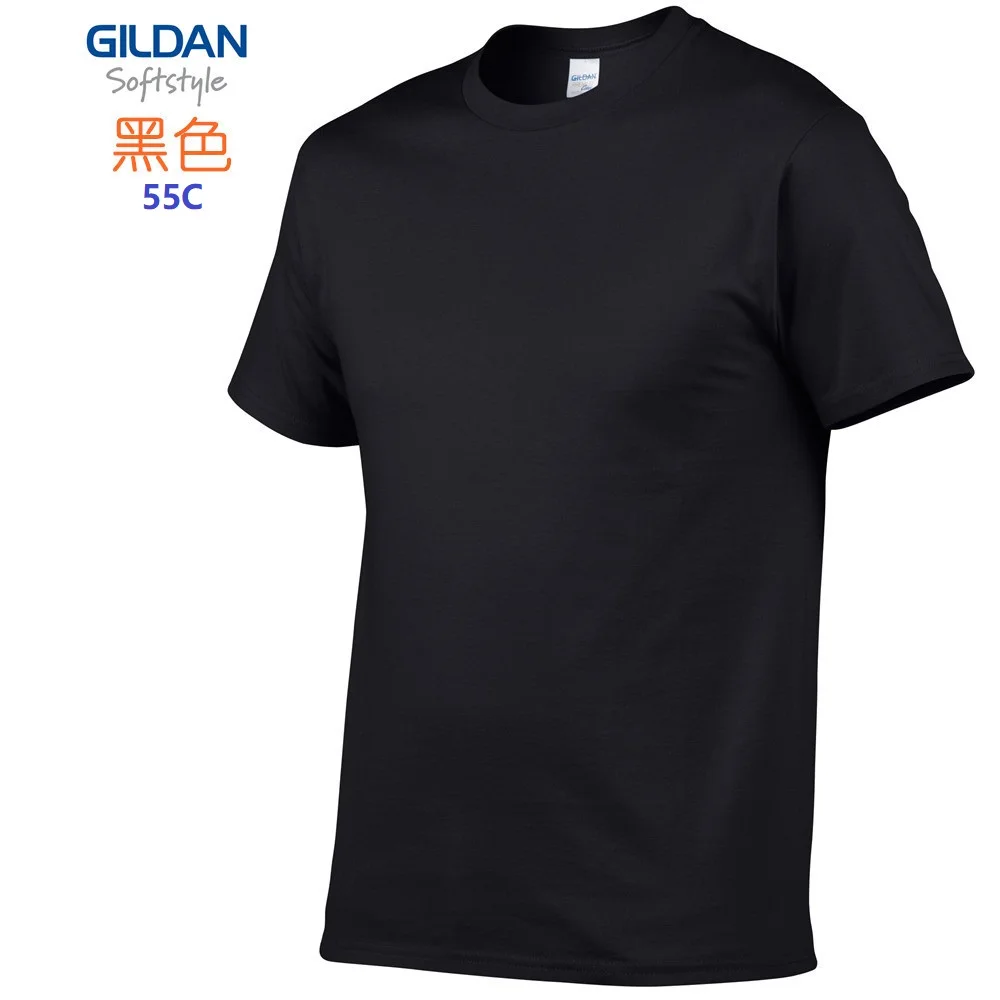 GILDAN 63000 3pcs Men 100%Cotton T-shirts Solid Short Sleeve T Shirt Mens Tops Tees Basic TShirts Customized Logo Photo Print