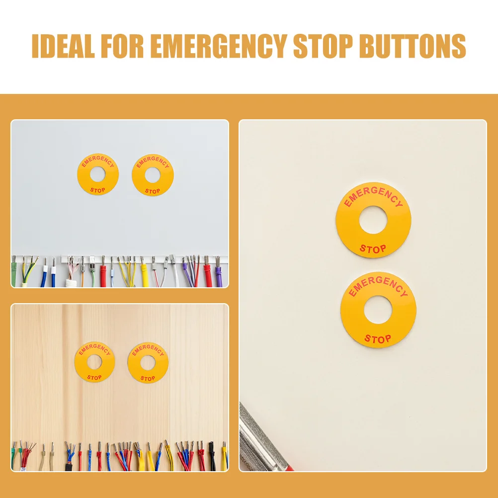 5Pcs Emergency Stop Warning Stickers Durable Electrical Label Decals for Machinery Button Safety Use Emergency Eletrical Sticker