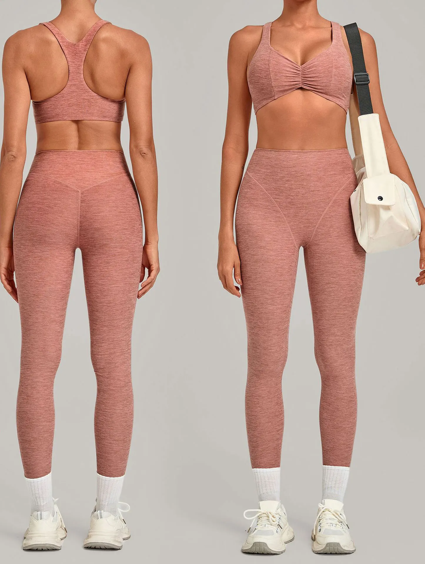 Women Gym Fitness Set 2Pcs Crisscross Back Sports Bra Breathable Quick Dry Yoga Pants High Waisted Workout Leggings Women