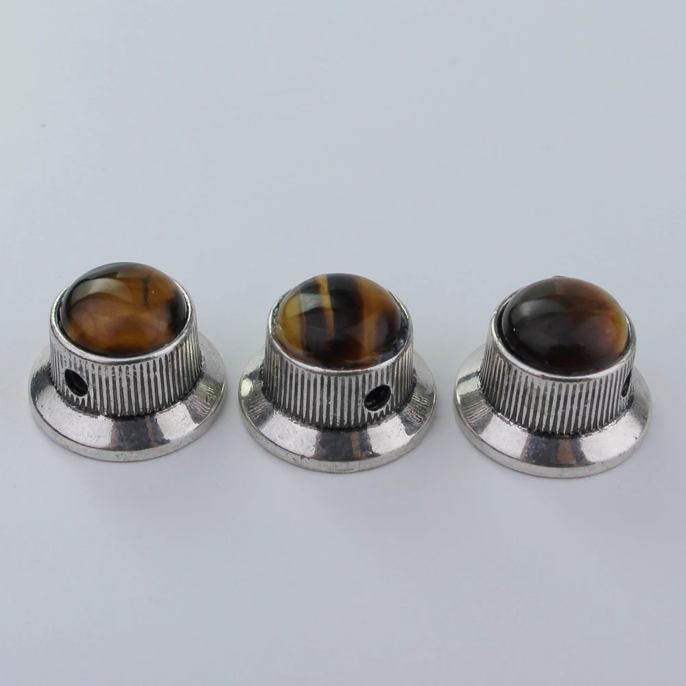 Guyker Potentiometer Knob Electric Guitar Bass Metal Control Volume Knob Hat Type Amber Surface