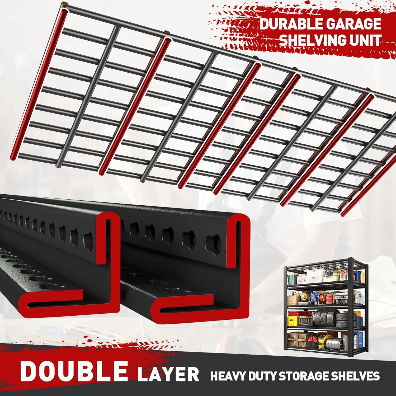 Garage Shelving 3000LBS, Heavy Duty Storage Shelves, Adjustable Industrial Metal Shelving Unit for Garage,36" W x 16" D x 72" H image 4